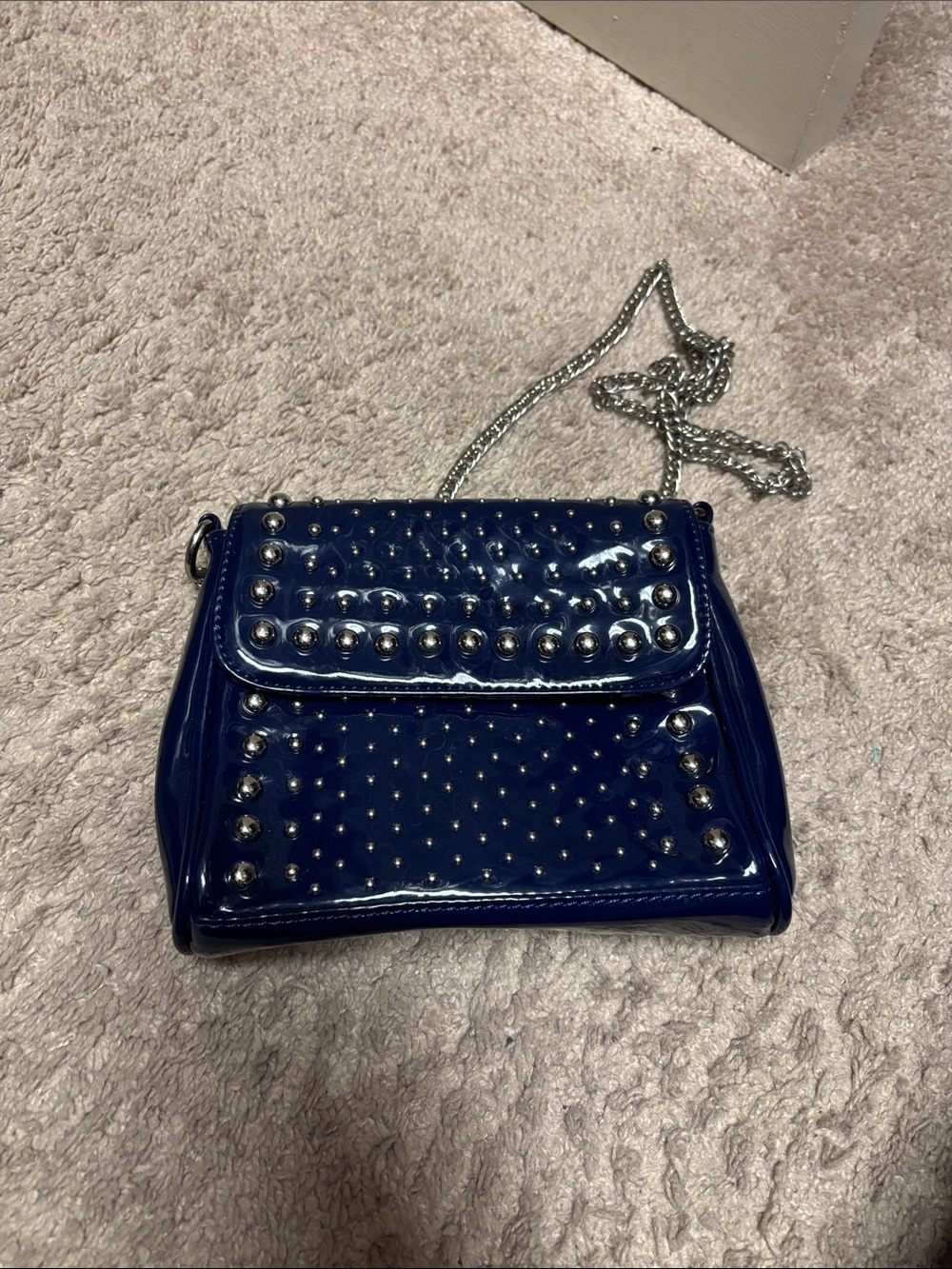 Charming Charlie Navy Patent Studded Crossbody